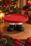 BOBB MERRY New Year's-Themed Decorative Stand Tray – Round Serving Tray with Black Boot Figurine - 3