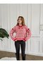 Cardigan with a Crew Neck, Striped Pattern, and Tie-Detail - 6