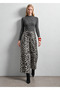 Black and White Animal Print High-Leg Wide-Leg Jeans - 8