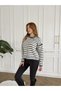 Cardigan with a Crew Neck, Striped Pattern, and Tie-Detail - 2