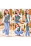 Girls' Floral Print Knitted Vest – A Stylish Everyday Outfit with Pink Buttons - 2