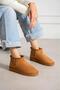 Brown Suede Women's Boots with Soft Fur Trim and Flat Soles - 2