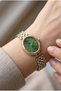 Vintage Elegant Women's Wristwatch | 21 mm Gold-Silver Steel Strap, Green Dial - 5