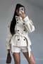 Mock Neck, Thick Melton Coat with Pockets, Lined, with a Belt - 3