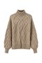 Taupe Color Fisherman's Collar Soft Sweater - 3