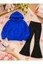 Girls' Flared Leggings Set—Winter, Unprinted, Hooded Sweatshirt Top and Bottom Set (3-Ply Brushed Inside Ribbed), Unprinted