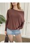 Low-Neck, Wide-Sleeve, Sleeve Detail Knit Blouse