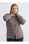 Women's Knitwear Cardigan with Embroidered Turn-Down Roba Collar in Plus Size by Uzg Store for Style Enthusiasts