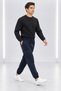 Men's Navy Blue Regular-Fit 3-Ply Brushed Inside Elastic-Waist Sweatpants - 7