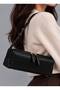 Women's Black Woven-Pattern Faux Leather Luxury Shoulder Bag with Zipper - 2