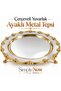 Framed Round Metal Shiny Engagement and Wedding Tea and Coffee Serving Tray with Legs, 34 cm – Silver/Gold