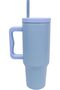 UKR 40 oz Stainless Steel Tumbler with Handle & Straw Light Blue Insulated Travel Mug Hot & Cold Reusable Water Bottle BPA-Free, Spill-Resistant, Fits Cup Holders