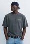 Men's front and back live fast printed washed t-shirt - grey - 2