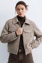 Women's polo collar cashmere jacket with pocket detail - stone - 2