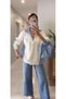 Oversized Paneled Knit Shirt with Fringe