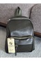 4-Compartment Black Leather Women's Backpack with Adjustable Straps – Daily Use - 2