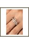 Silver-Colored Stone-Set Nail-Style Adjustable Women's Ring BX