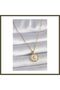 316L Stainless Steel Gold-Colored Chain with White Enamel Crescent-Embellished Medallion Women's Necklace BX