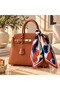Navy Blue and Orange Patterned Bag Accessory Scarf, 50x50 - 2