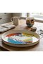 33 CM ENAMELED TEA TRAY & SERVING TRAY WITH LINE PATTERN DECOR - 2
