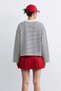 Women's Striped Oversize Sweatshirt - Navy Blue - 4