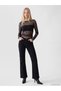 High-Quality Pieces from Çelebi Store: Brand-New Roba-Collar Ruched Tulle Blouse with Rhinestones - 2