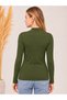 Women's Stretch Fabric Long-Sleeve Bodysuit, Khaki - 4