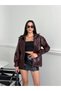 Women's Mock Neck, Zipper-Front, Elastic-Waist, Fitted at Waist Leather Jacket