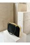 Women's Evening Shoulder Bag with Gold Frame, Black Stripes, and Laser-Cut Patterned Design—Perfect for Weddings, Engagements, and Graduations - 6