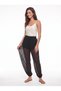 Black Polka Dot Lined Chiffon Pants, Stretch - 4