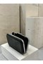 Women's Evening Clutch with Silver Frame, Metal Handles, and Black-Striped Laser-Cut Patterned Design—Perfect for Weddings, Engagements, and Graduations - 2