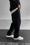 Men's Rule Logo-Printed Baggy 3-Ply Brushed Inside Loose Fit Straight-Leg Black Winter Sweatpants RF0705 - 3