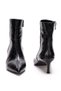Women's Patterned Pointed Toe Classic Heeled Boots 5132 BLACK LEATHER - 6