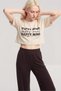 Unprinted Cropped T-Shirt and Pants Set, Sand Brown - 2