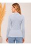 Women's Stretch Fabric Long-Sleeve Bodysuit, Light Gray - 4