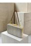 Gold Striped, Laser-Cut Patterned, Gold-Framed, Short-Strapped Women's Evening Shoulder Bag for Weddings and Engagements - 8