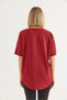 تي شيرت أساسي بياقة دائرية باللون العنابي، مقاس كبير، بتصميم أكتاف منخفضة. - 3