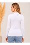Women's Stretch Fabric Long-Sleeve Bodysuit, White - 4