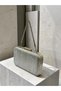 Silver-Gray Lamé Striped Pattern, Laser-Cut Pattern, Silver-Framed, Short-Strapped Women's Evening Bag for Weddings and Engagements - 8
