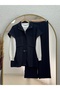 Banugül Elastic-Waist Cupra Vest Set—MF683 Navy Blue - 2