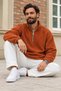 Men’s Half-Zip Mock Neck Terracotta Color Fleece - 3