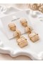 Women's Elegant Dangle Earrings | Three-Piece Stone-Look Custom-Designed Earrings - 2