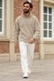 Men's Beige Fleece with a Mock Neck and Half-Zip - 6