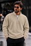 Men's Casual Beige Fleece with Half-Zip for Everyday Wear