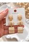 Women's Elegant Dangle Earrings | Three-Piece Stone-Look Custom-Designed Earrings - 3