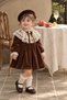 Girl's Lace-Collar Velvet Dress with Bow Detail – Vintage Special Occasion Birthday Dress - 3