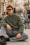 Men's Winter Khaki Fleece Jacket with Half-Zip - 3