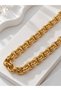 Women's Gold-Colored Thick Chain Necklace | Modern VIP Design with Interlocking Multiple Rings - 3