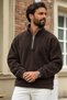 Men's Half-Zip Mock Neck Light Brown Fleece - 2