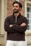 Men's Half-Zip Mock Neck Light Brown Fleece - 5